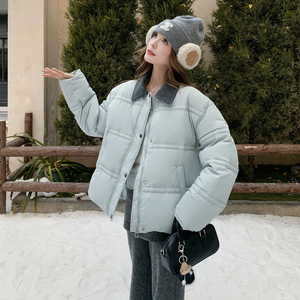 现货 冬装翻领短款蓝色羽绒服外套(50绒) XW3369 P275 K418，女装羽绒服，浙宝171