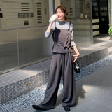 现货2025年新款法式收腰马甲打底衫阔腿裤三件套XW761P195K298，女装套装/套裙，浙宝171