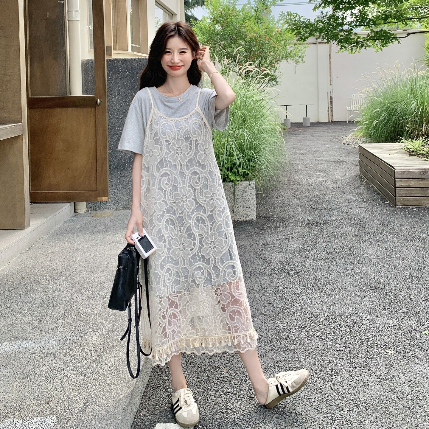 2026年夏新款现货灰色韩系蕾丝提花罩衫连衣裙XW1128P145K218，女装连衣裙，浙宝171