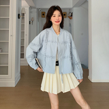 现货25秋装新款蓝色木耳边外套XW1009P175K268，女装短外套，浙宝171