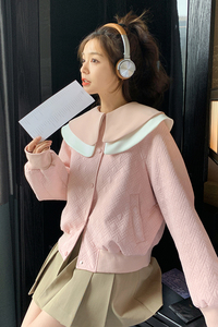蝴蝶结娃娃领棒球服短外套女春秋2025新款高级感减龄可爱夹克上衣图片