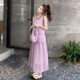 26夏新款紫色圆领波点A字洋气连衣裙（配包包）XW1126P155K238，女装连衣裙，浙宝171