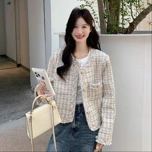 富家千金小香风短款外套女春秋高级小众超火好看独特漂亮夹克上衣图片