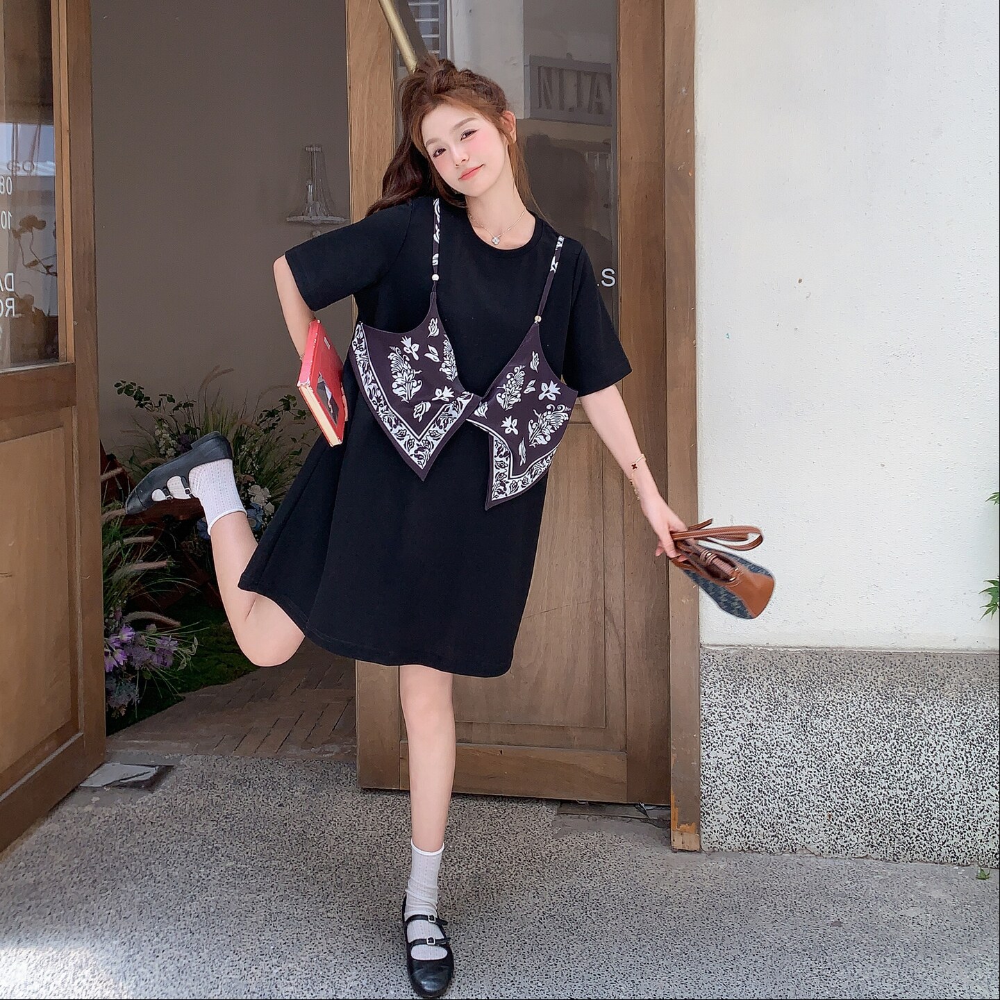 2026年夏新款韩版宽松圆领印花假两件连衣裙XW1122P125K188,女装连衣裙,浙宝171