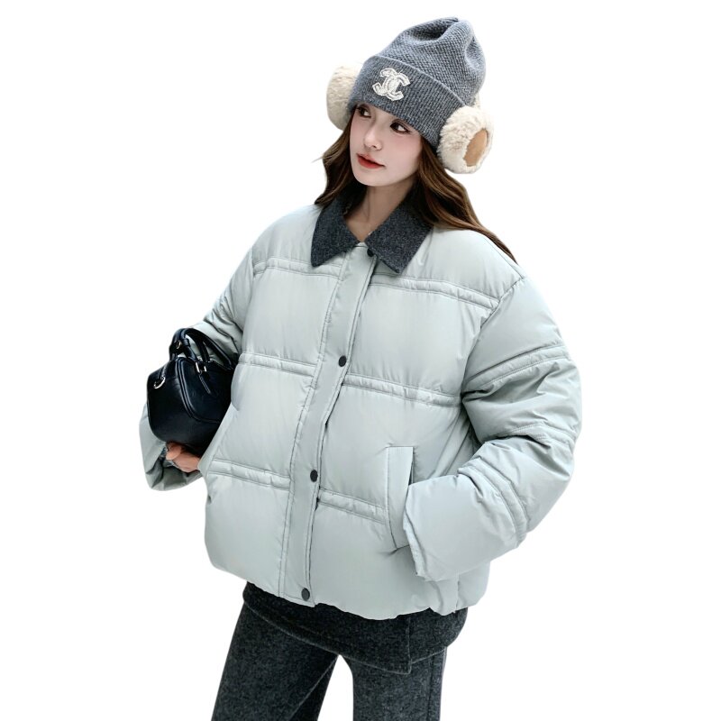 现货冬装翻领短款蓝色羽绒服外套(50绒)XW3369P275K418,女装羽绒服,浙宝171