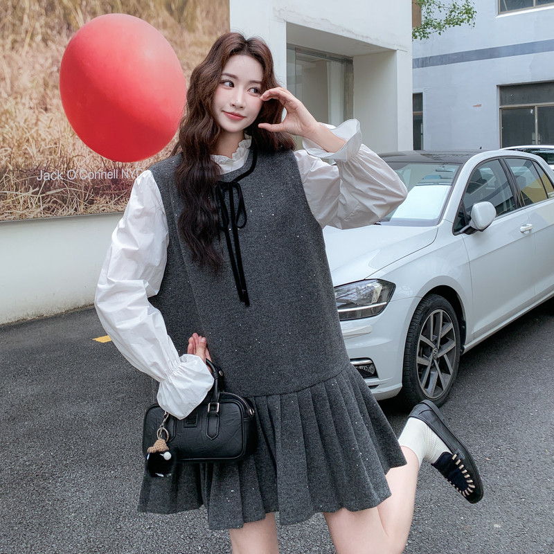 2026年秋冬新款两件套亮片背心裙XW3309P215K328,女装连衣裙,浙宝171