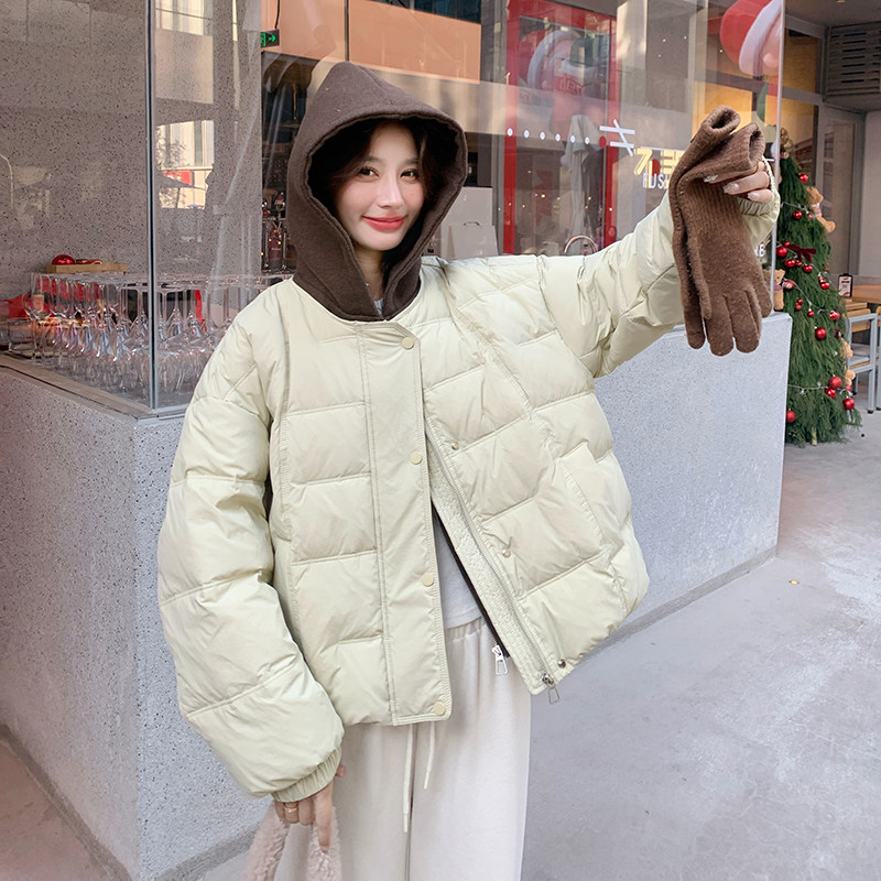 现货2026冬装新款拼接连帽羽绒服外套(50绒)XW3360P275K418,女装羽绒服,浙宝171