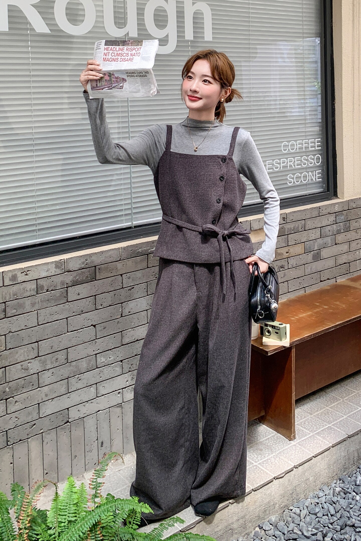 现货2025年新款法式收腰马甲打底衫阔腿裤三件套XW761P195K298,女装套装/套裙,浙宝171