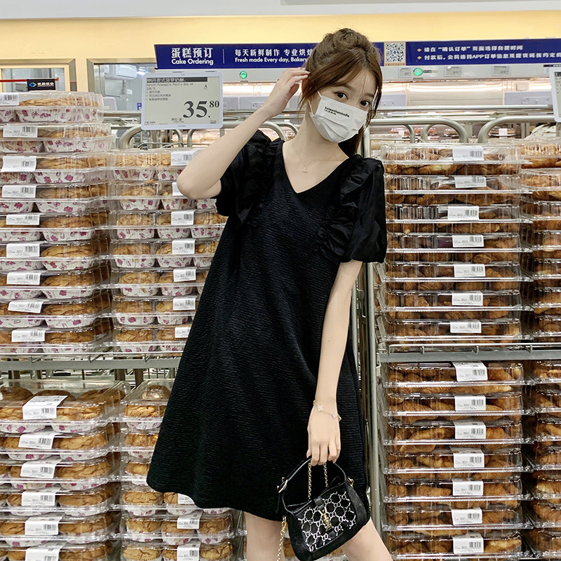 2026年现货时尚设计感木耳边泡泡袖显瘦连衣裙XW6843P115K168,女装连衣裙,浙宝171