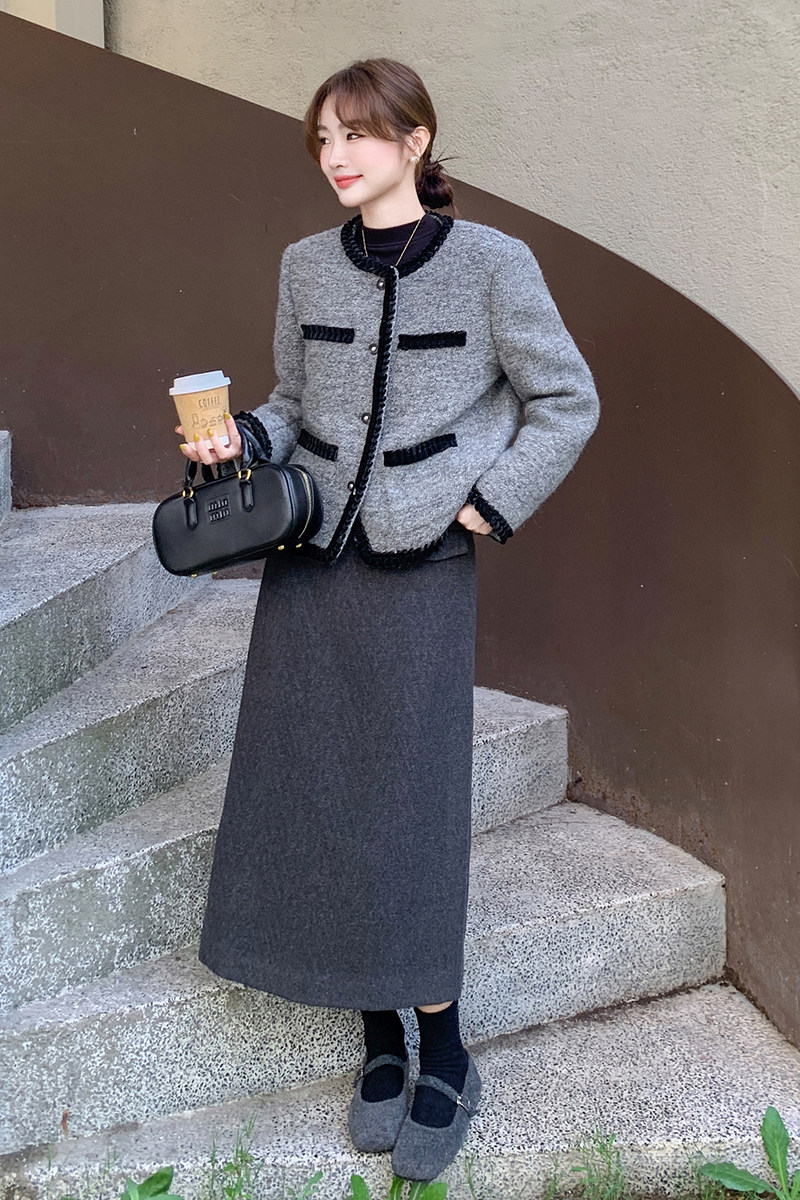 灰色小香风羽绒服外套女秋冬2025新款小个子今年流行爆款漂亮超火,女装短外套,浙宝171