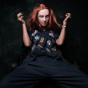 面具成人全脸套头美女士乳胶红头发手工制作万圣节圣诞节年会表演