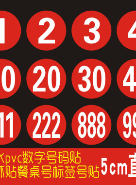 防水耐磨PVC数字储物柜定点贴纸