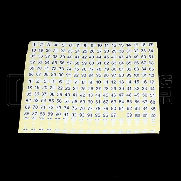包邮1-102号 10mm圆形号码贴 数字标签 尺码数码标贴 不干胶贴纸