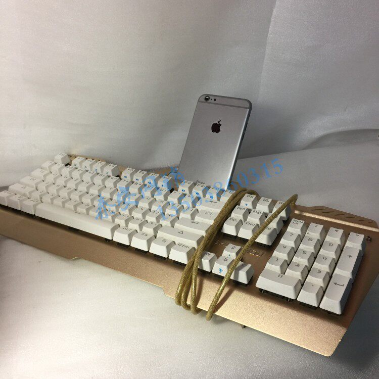 顺手G-60幽灵战士游戏机械键盘Usb有线金属背光手机支架青轴 键帽