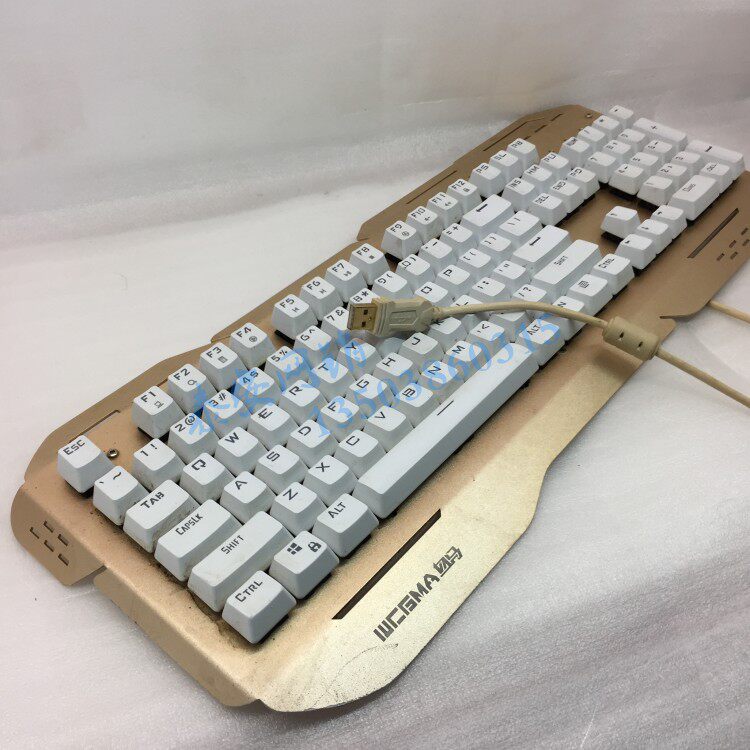 血马 k830 机械键盘轴 七彩背光 青轴 104键无冲 土豪金 悬浮键帽