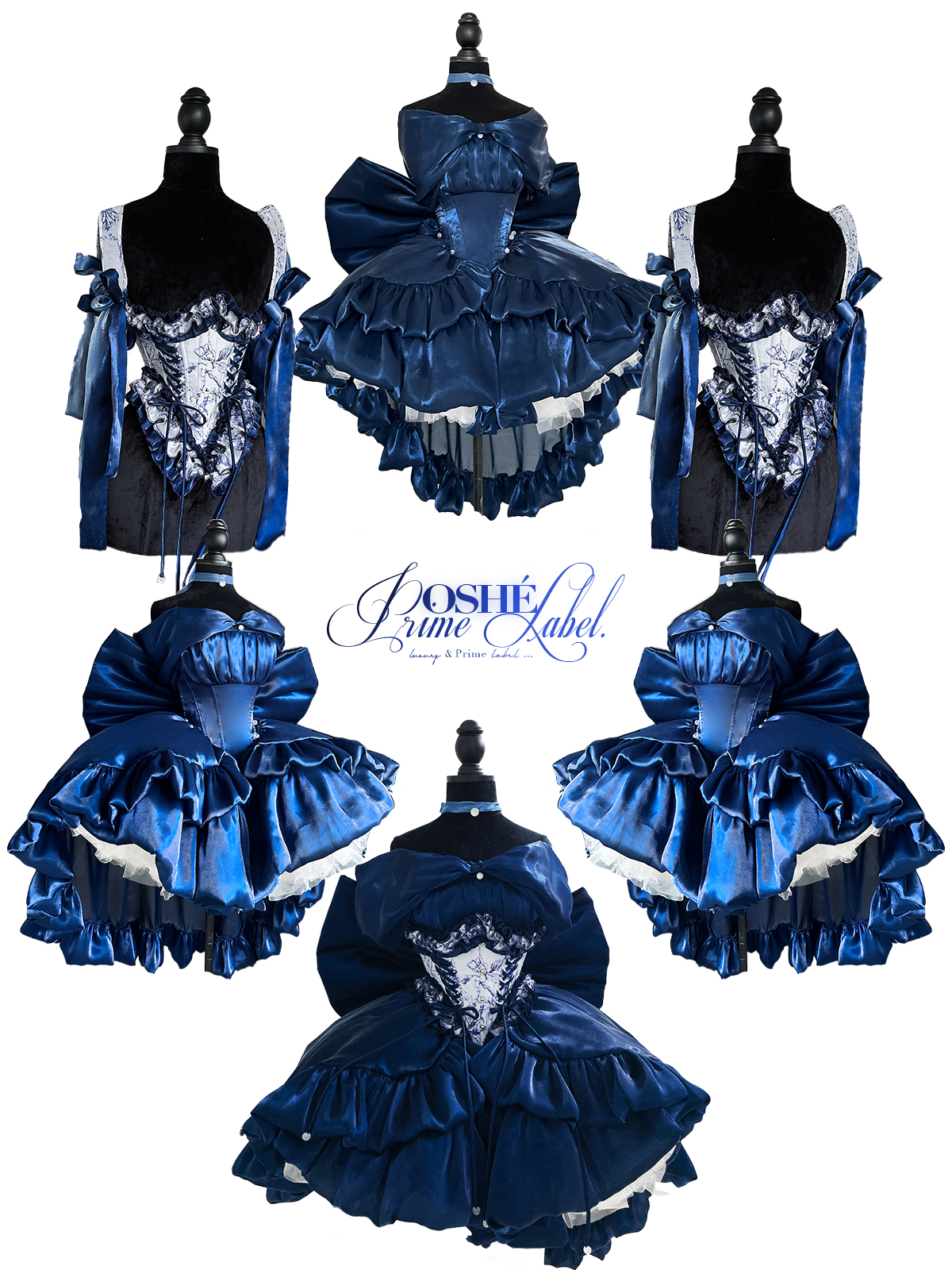 高定如心 藏蓝色 束腰