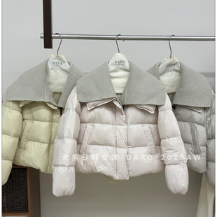 原版可溯源90白鸭绒羽绒服|针织翻领拼接可拆卸短款羽绒面包服女
