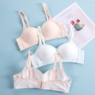 安菲雅高中生内衣纯棉薄款 大学生小胸聚拢胸罩无痕少女调整型文胸