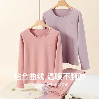 女士纯棉加厚保暖内衣青少年棉毛衫套装少女学生舒绒秋衣秋裤
