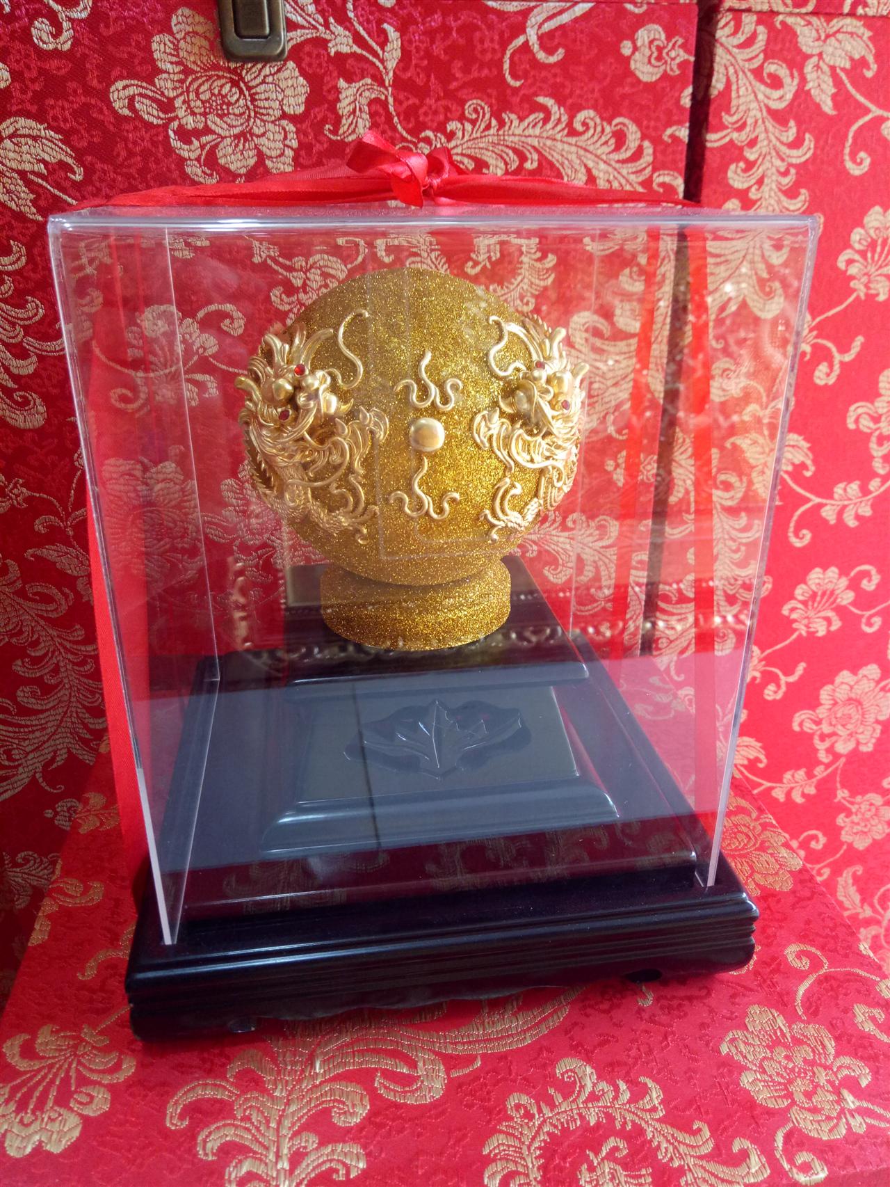 实体店 漆线雕 4.5寸双龙金球 高档商务礼品 厂家直销工艺品