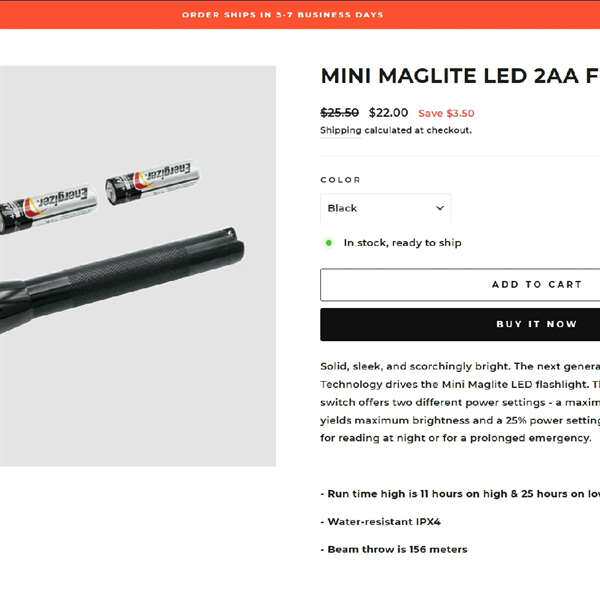 咨询MAGLITE全新户外手电筒，装两节AA，以议价
