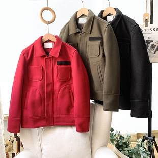 无假期的人】撤柜单/厚重感/貂毛羊毛混纺复古休闲毛呢夹克外套冬