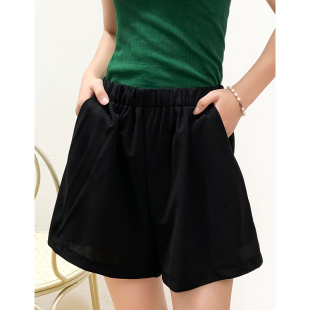 大码 女装 休闲阔腿裤 无假期 夏 三分裤 人 高腰短裤 清爽透气