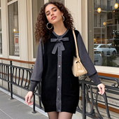 针织衫 高货 女秋 70羊毛衫 复古淑女蝴蝶结中长款 撤柜 吊价1106