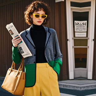 羊 吊价1385 毛衫 外套 女春秋 高货 中性男友风休闲针织衫 撤柜