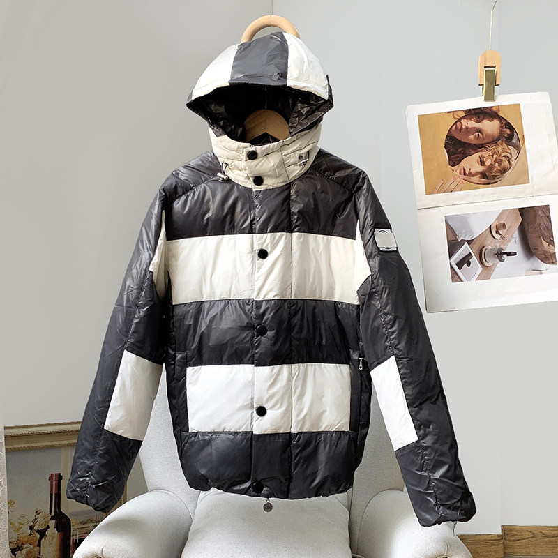 撤柜单~80%鸭绒~帅气中性风撞色连帽羽绒服女冬/防风涂层面料,女装/女士精品,羽绒服,淘宝优惠券,粉丝福利购,淘宝优惠卷