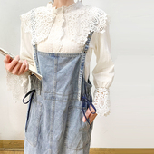 外贸单 无假期 人 青春减龄复古休闲直筒背带牛仔连衣裙女春夏