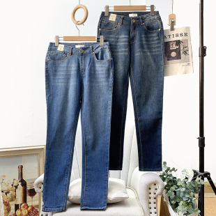 质感好 复古港风休闲牛仔裤 直筒裤 无假期 四季 外单 长裤 穿 人