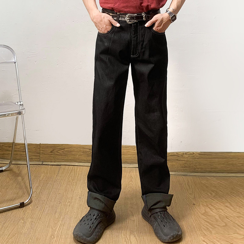 无假期的人】撤柜单！纯棉复古港风休闲男士牛仔裤直筒长裤四季穿,男装,牛仔裤,淘宝优惠券,粉丝福利购,淘宝优惠卷