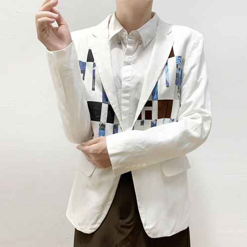 中性风亚麻棉西装外套男女穿