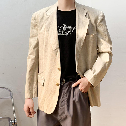 亚麻棉西服外套男士便服单西