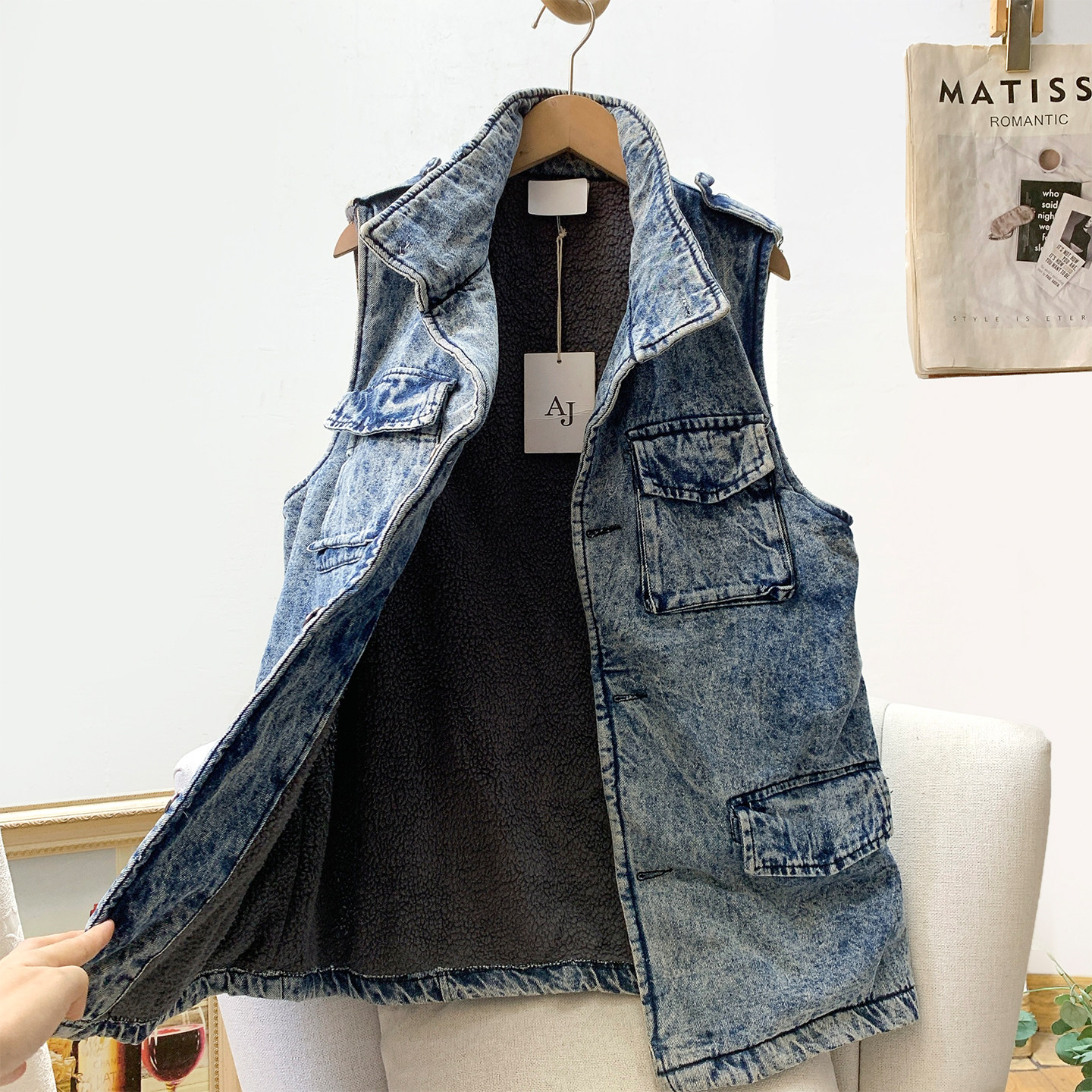 无假期的人】外贸单~加厚加绒~帅气复古休闲无袖牛仔马夹女外套冬,女装/女士精品,马夹,淘宝优惠券,粉丝福利购,淘宝优惠卷