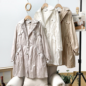 光泽感舒服 外贸单 复古英伦休闲风衣中长外套女春秋 人 无假期