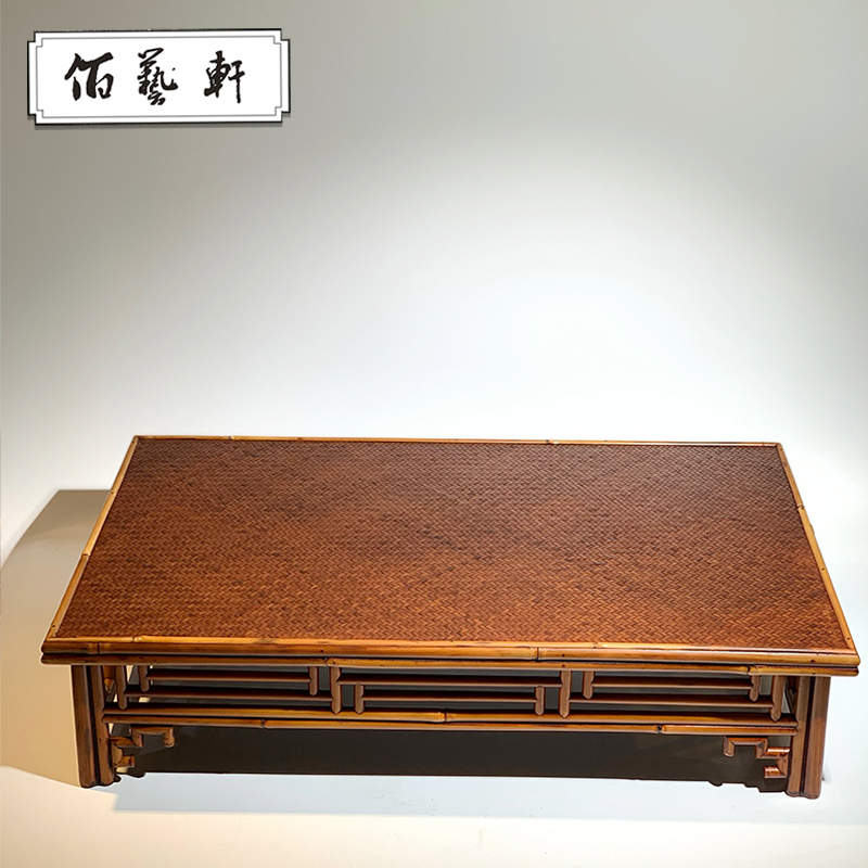 竹编古法榫卯结构茶道摆件案几茶几小茶桌竹制茶具 飘窗小茶