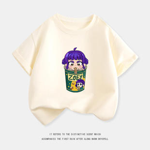 猎魔女团佐伊女童纯棉T恤KpopDemonHunters儿童卡通圆领女夏上衣
