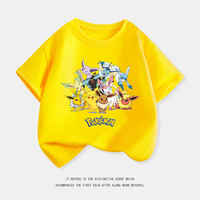 Foreign trade daily order printed Pokemon Eevee summer children's short-sleeved T-shirt parent-child set pure cotton trendy cartoon top thumbnail 8