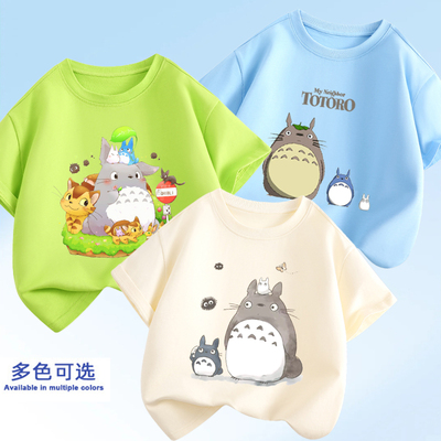 Totoro Tshirt卡通龙猫印花T恤男女时尚卡通圆领上衣日常纯棉短袖