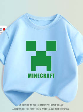 Minecraft我的世界游戏联名纯棉短袖T恤衫新款男生小中大童上衣服