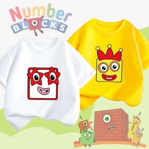 Numberblocks数字积木衣服开学男宝女宝短袖纯棉T恤卡通圆领上衣