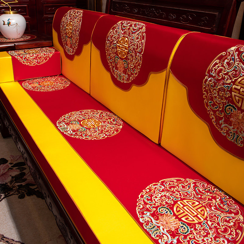 新中式红木沙发坐垫秋冬