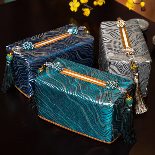 新中式布艺家用客厅餐巾纸盒现代简约纸巾袋创意车载纸巾盒抽纸盒