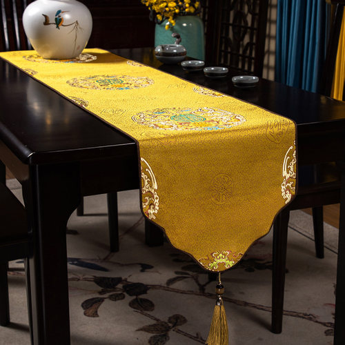 新中式桌旗禅意茶旗喜庆防尘防滑