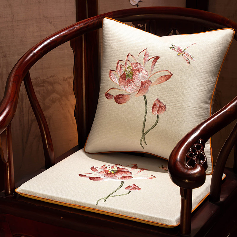新中式茶椅坐垫红木椅子垫实木餐桌椅圈椅太师椅防滑座垫四季通用