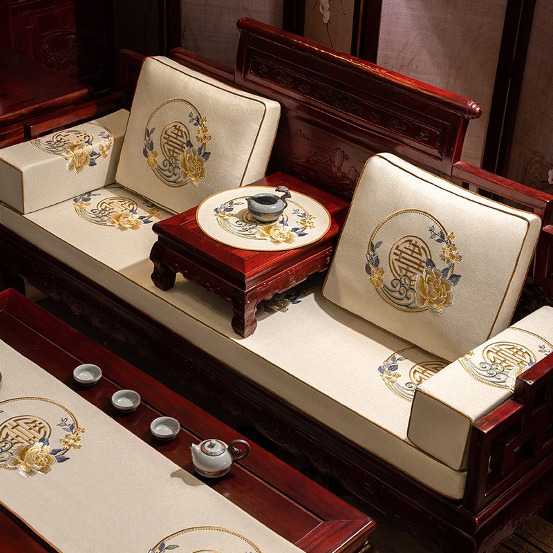 新中式红木沙发垫罗汉床垫