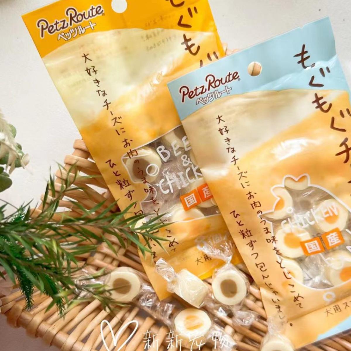 日本Petz Route派滋露狗零食香浓芝士夹心卷柔软芝士搭配牛肉鸡肉