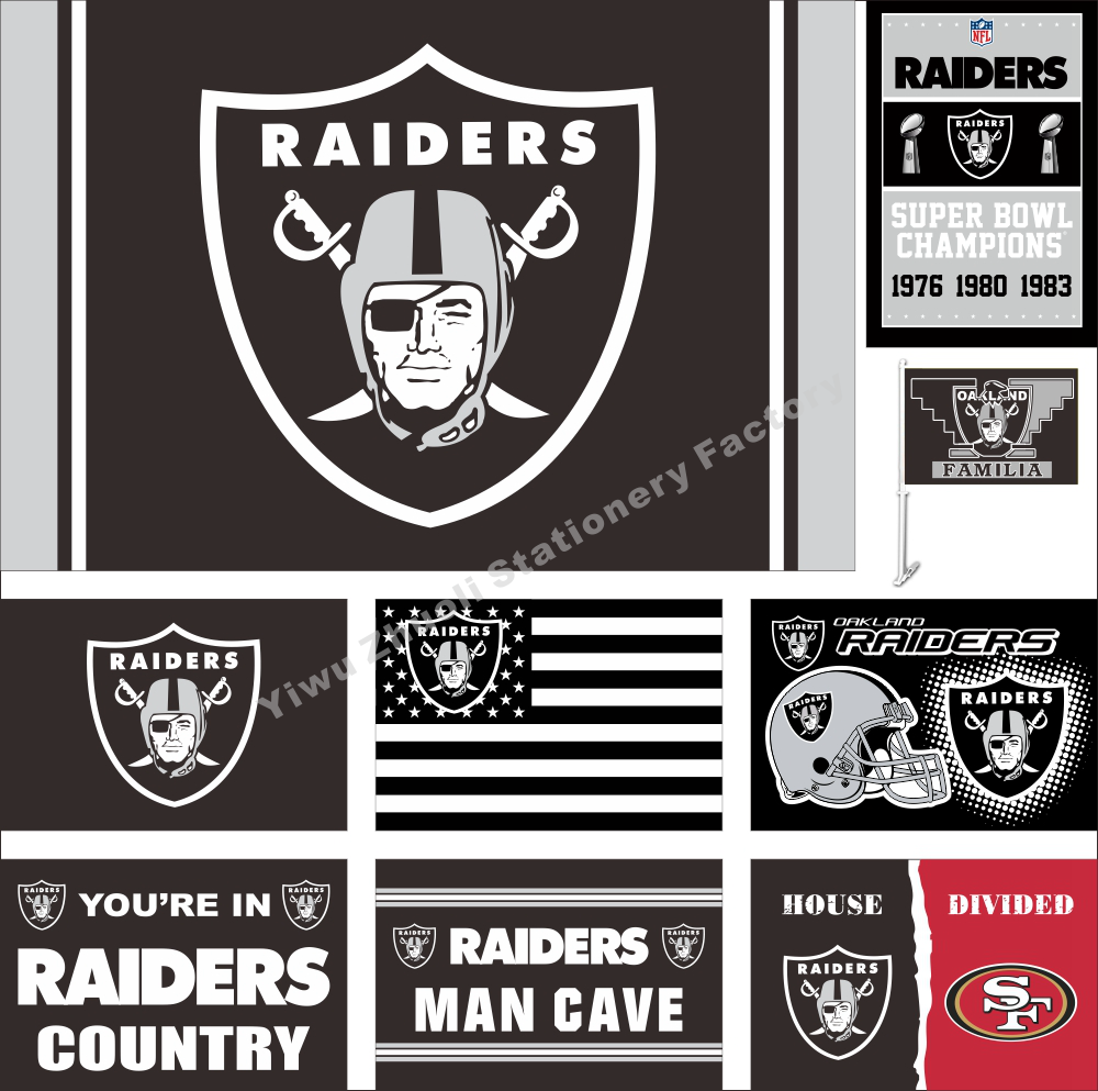 nfl 奥克兰突击者队oakland raiders flag 队旗 旗帜定制